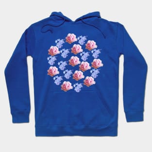 Pink Peony and Blue Flowers Floral Group Hoodie